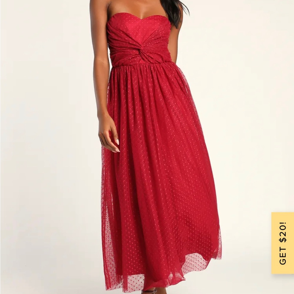 Strapless midi dress- wine red color